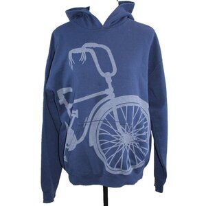 Marushka Hoodie Medium Blue Pullover Bicycle Hand Print Biker Artsy Streetwear